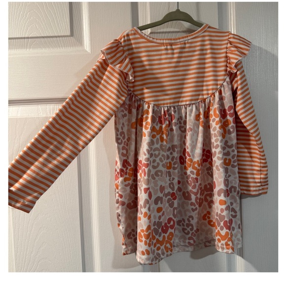 Fall Orange Striped and Leopard Print Ruffle Set - Picture 3 of 6